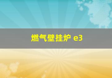 燃气壁挂炉 e3